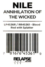 Load image into Gallery viewer, Nile – Annihilation Of The Wicked Lp (Ltd Blood Red With Splatter)
