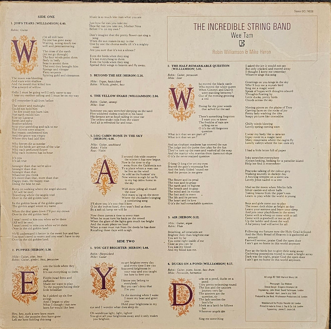 The Incredible String Band – Wee Tam Lp